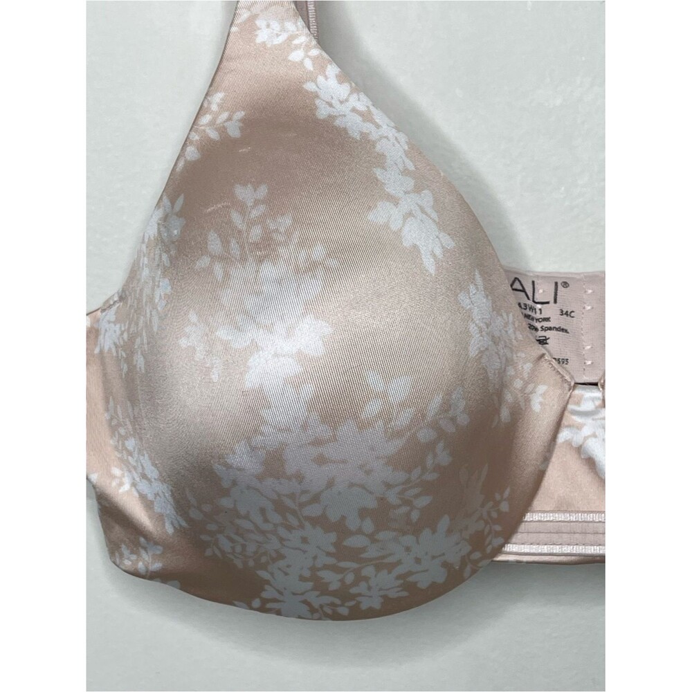 Bali Smooth Floral Underwire T-Shirt Bra Women's 34C Light Blush Adjustable - Picture 2 of 7